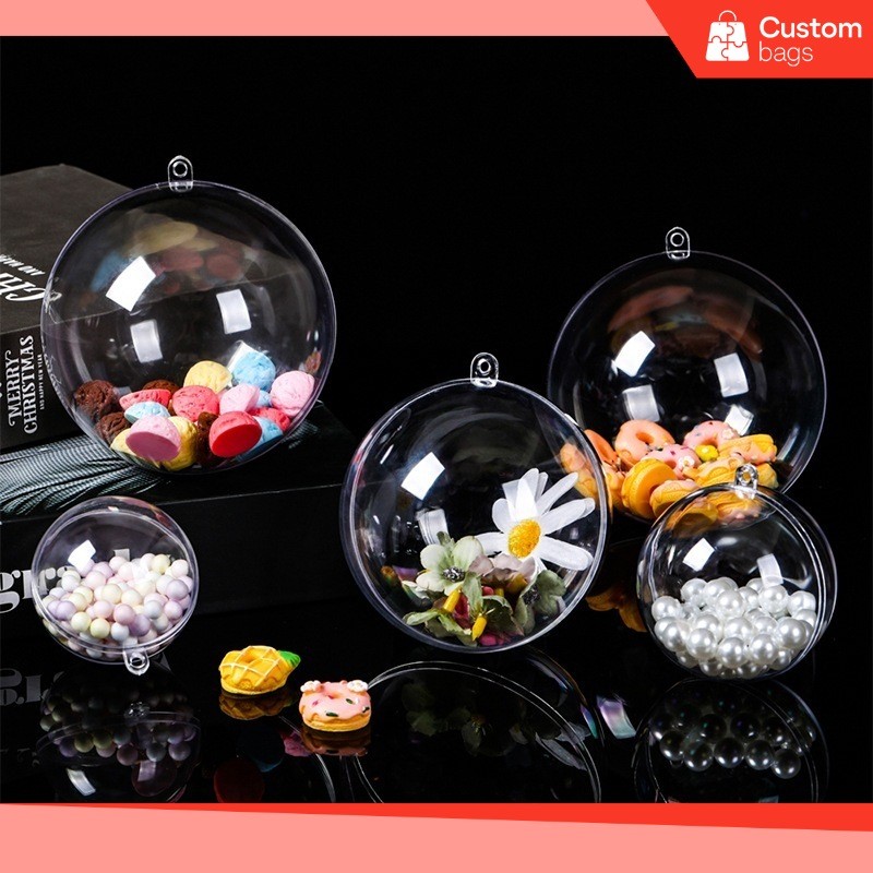 Dekorasi Bola Akrilik Pohon Natal / Bola Gantung Akrilik Transparan Bening / Bola Akrilik / Dekorasi