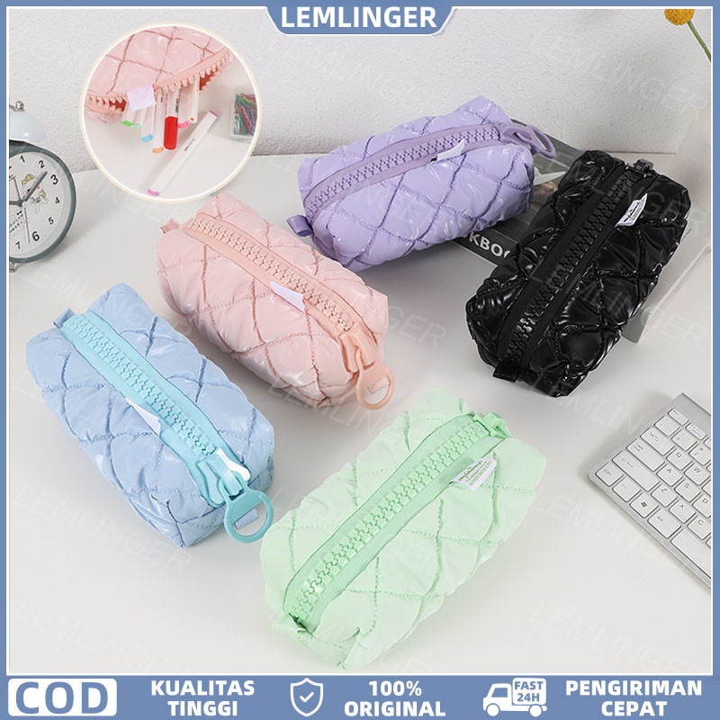

【LEMLINGER】Tempat Pensil Pouch Makeup Tas Kosmetik Bow Pita Coquette Y2K Aesthetic/Tas Kosmetik Besar Berwarna Macaron