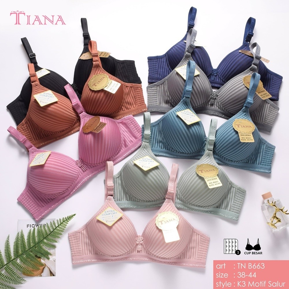 BH Tiana Salur B833 Size 38-44 NON Kawat Kait 3 Cup B Busa Sedang
