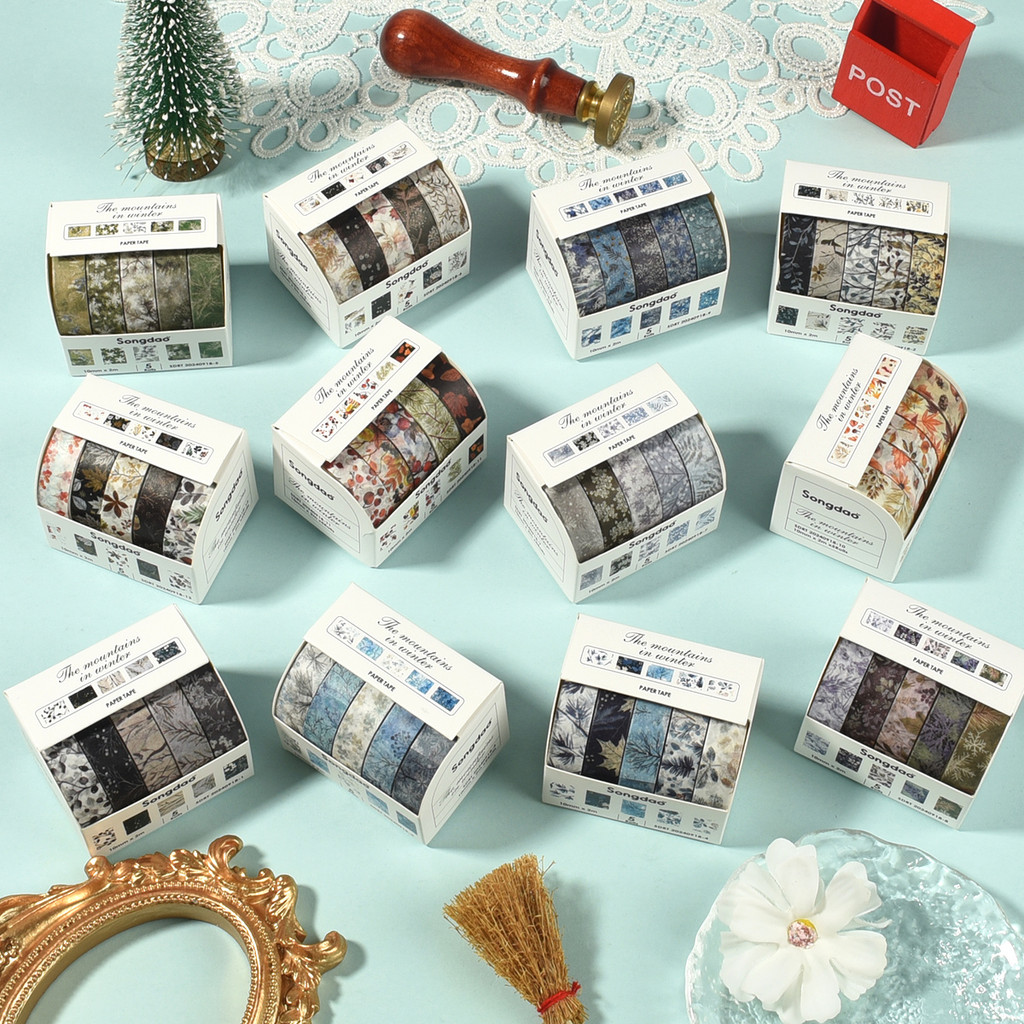 

5 Rolls Spring Floral Washi Tapes Colorful Flowers Watercolor Plants Masking Tape Scrapbooking Journal DIY Craft Gift Wrapping