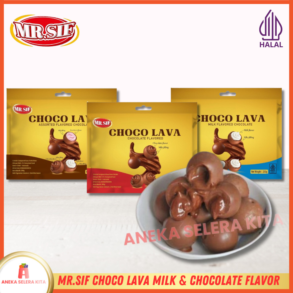 

MR.SIF Choco Lava / Coklat Bulat Dengan Lava Rasa Cokelat Susu & Strawbery 200gr
