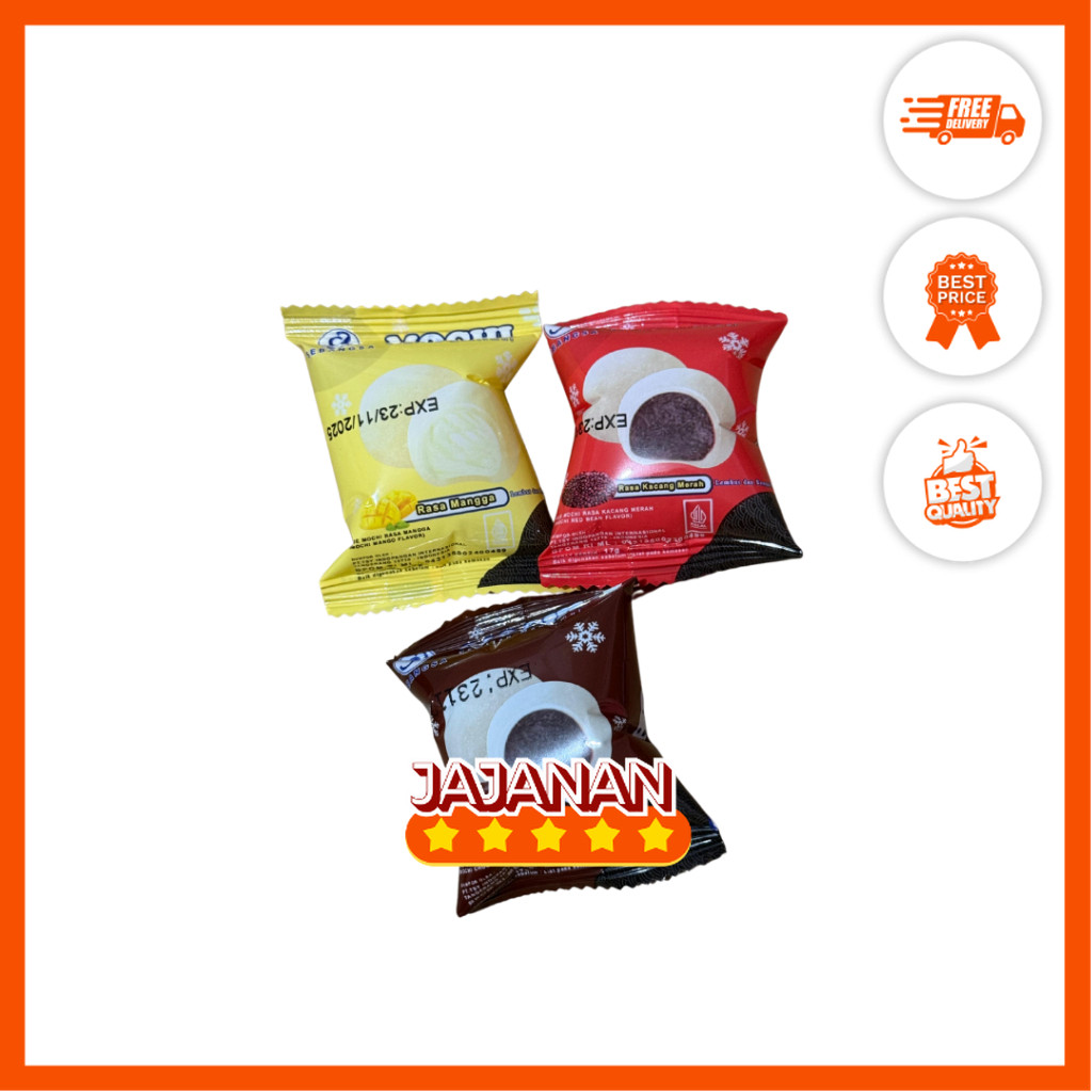 

[5 PCS] Kue Mochi Sebangsa Kenyal Rasa Coklat/Mangga/Kacang Merah 17gr | Jajanan Grosir Termurah