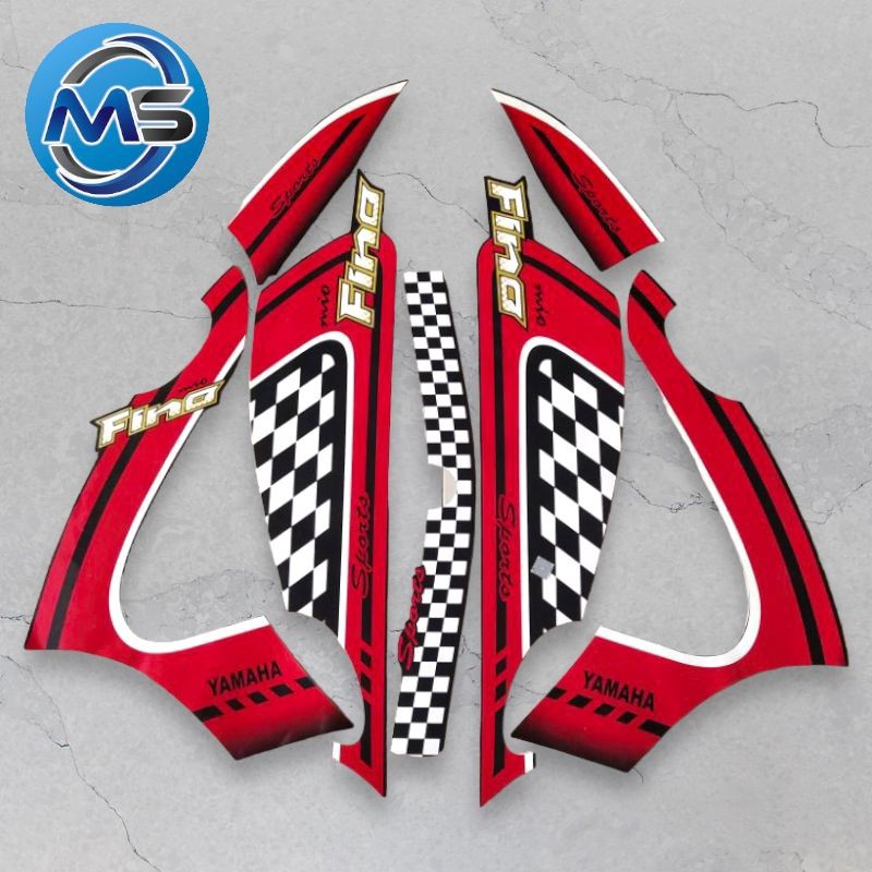 Stiker Striping Motor Fino Karbu 2012 Hitam Merah Sticker Lis Body Standar COD