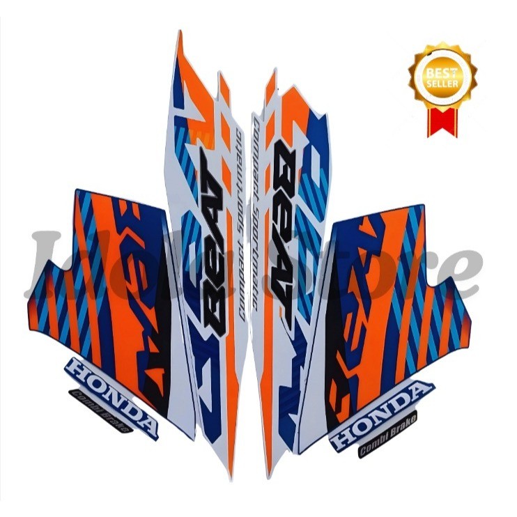 STIKER STRIPING HONDA BEAT NEW 2021 ORANGE PUTIH FULL STIKER LIS BODY MOTOR BEAT NEW 2021