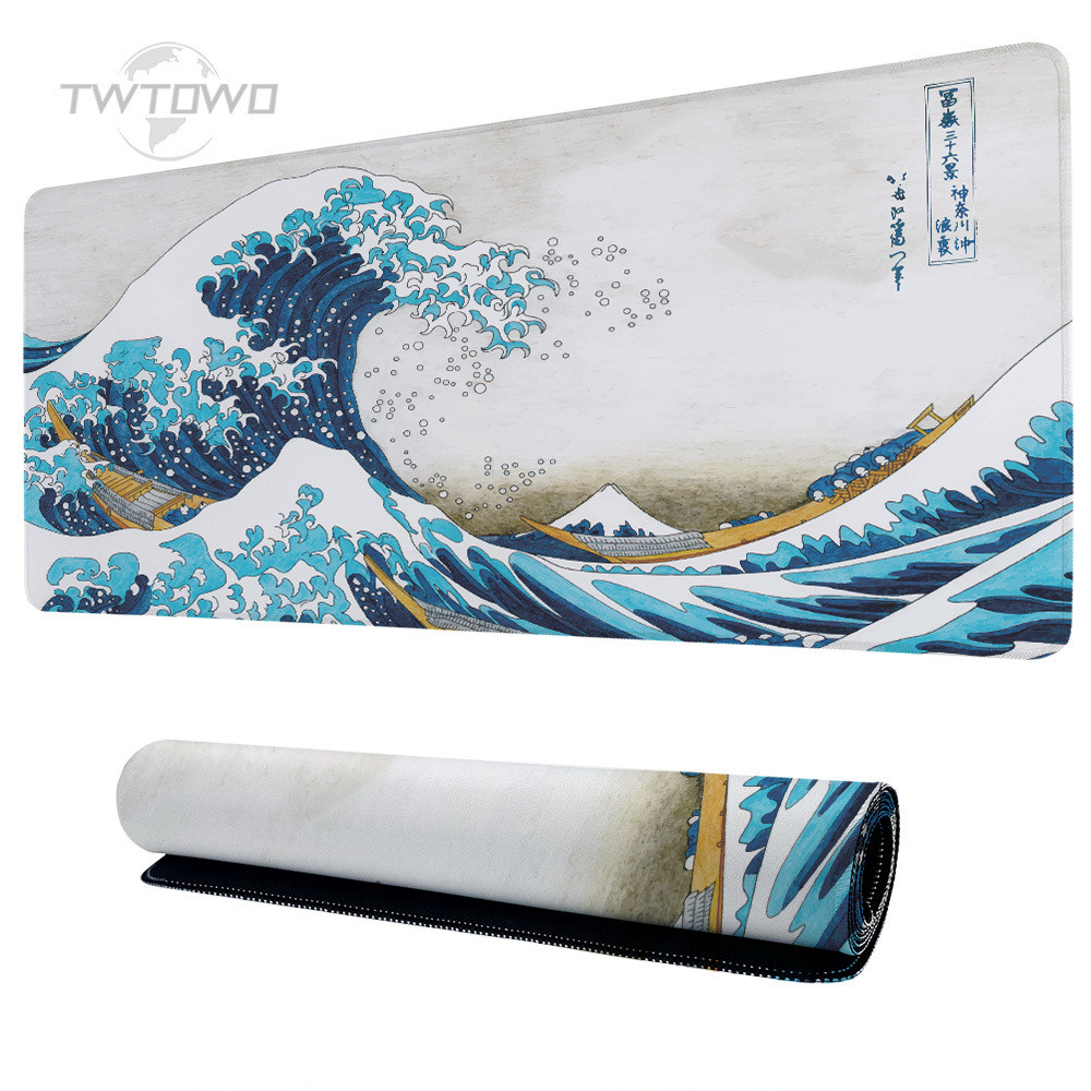 Mouse Pad Gaming Japanese Blue Waves XL Custom Home New Mousepad XXL Desk Mats Office Soft Non-Slip 