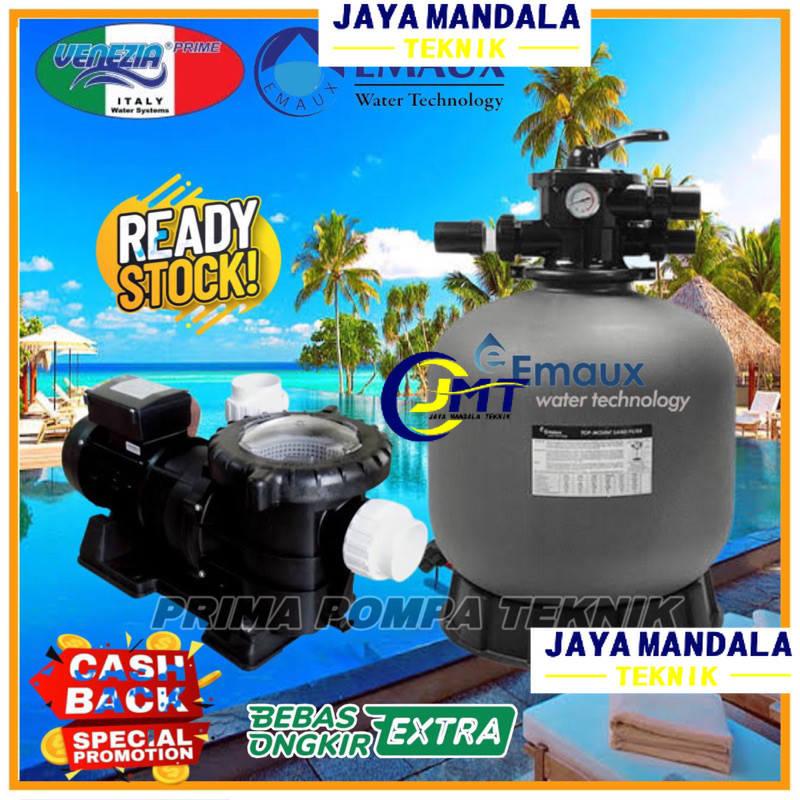 paket Kolam Renang 2hp + Filter 21 inch Paket pompa Kolam renang 2hp plus sand filter emaux 21" Pake