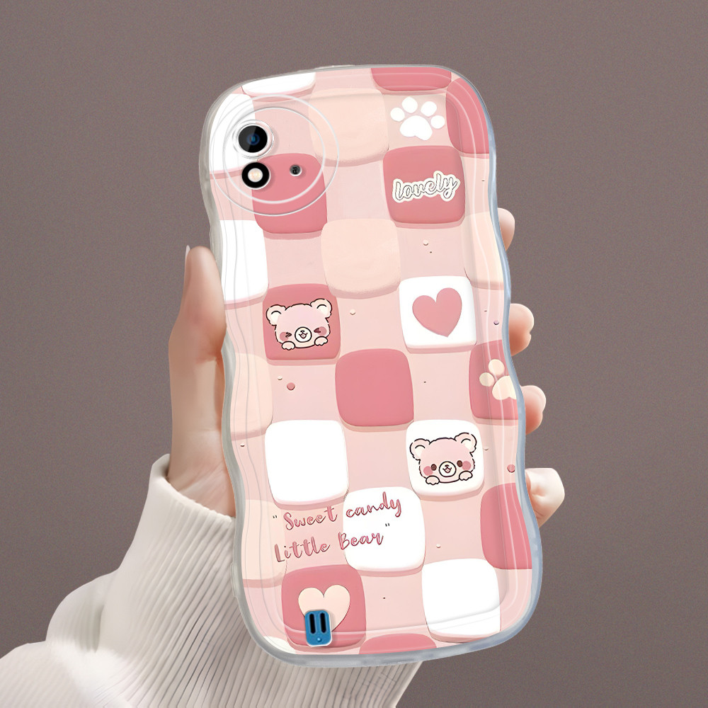 Realme C11 2021 C20 C20A Untuk Casing Hp Kesing Soft Phone Case Bergelombang Pink Lattice 4757 Softc