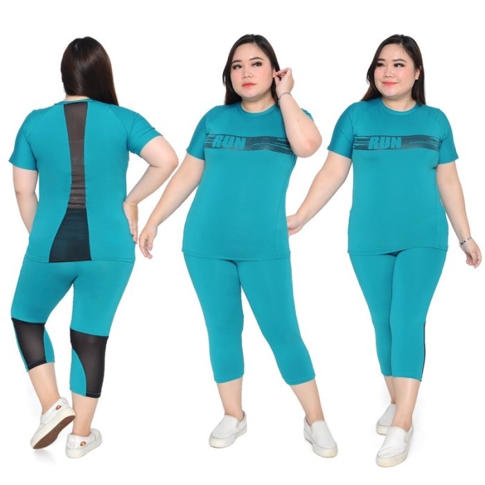 BAJU SENAM AEROBIC SET RUN JUMBO BAJU ZUMBA WEAR WANITA BAJU YOGA GYM - TOSCA