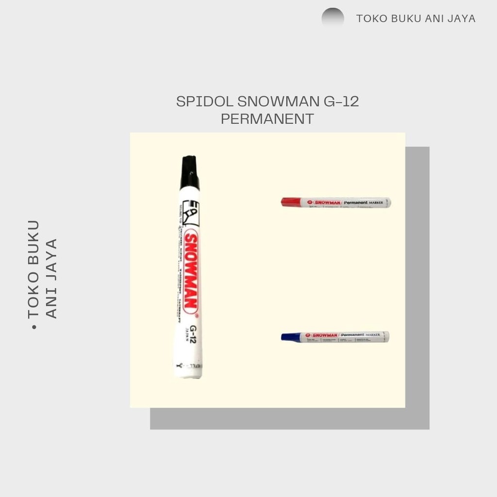 

SPIDOL SNOWMAN PERMANENT G-12 HITAM,MERAH DAN BIRU BERKUALITAS (PER PCS)