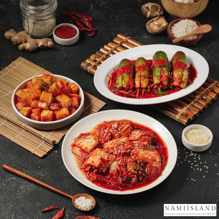 

✨TERLARIS -[ KIMCHI MIX 3 ] Kimchi Lobak, Timun, Sawi 500 gram. Packing pisah