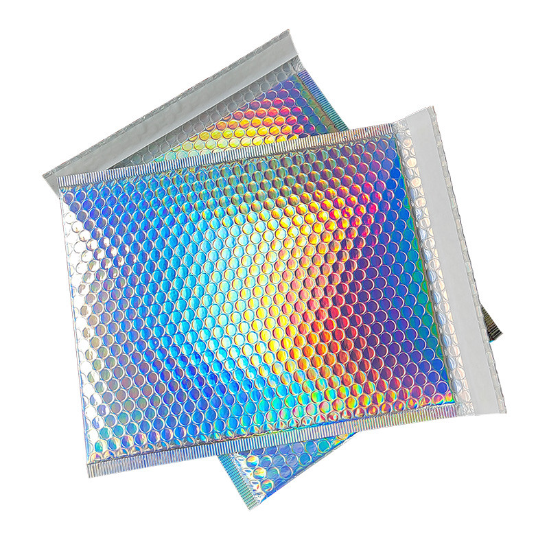 

50Pcs Bubble Mailers Aluminized Foil Bags Laser Rainbow Shipping Envelope Self Seal Postal Bags Gift&Book Express Packaging Bags