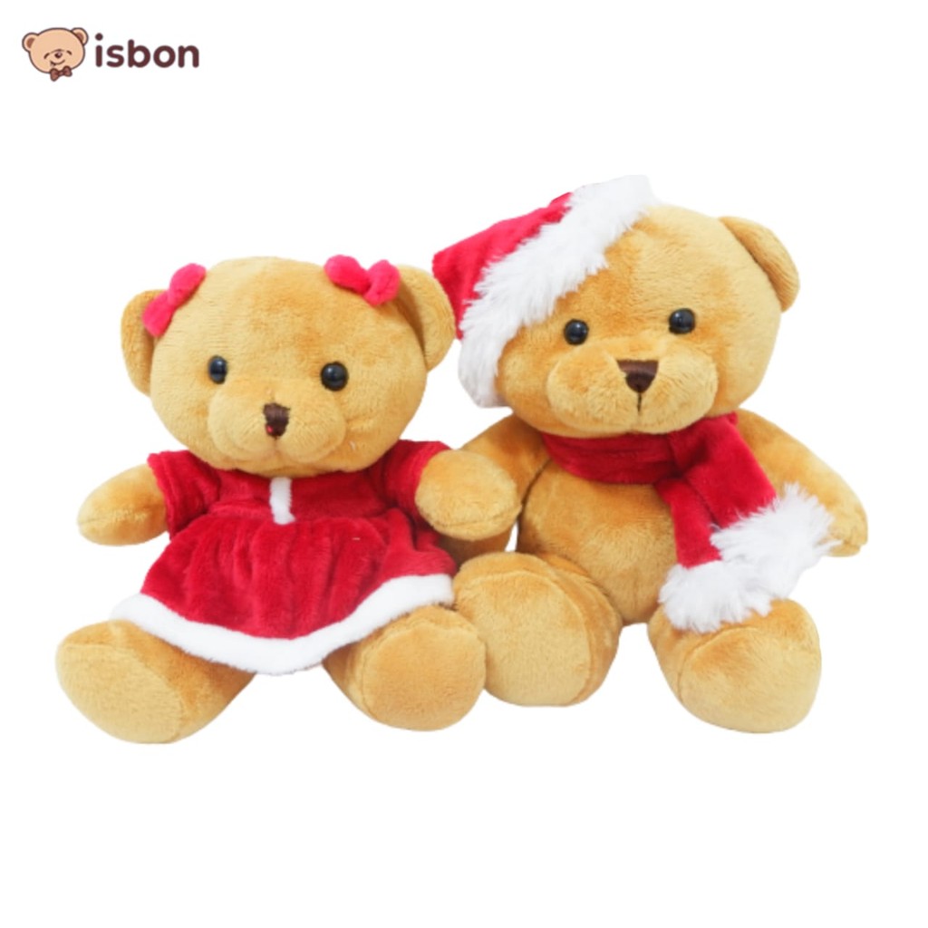 Boneka beruang natal couple tewe8 bear christmas gift bahan premium boneka hampers natal-istana bone