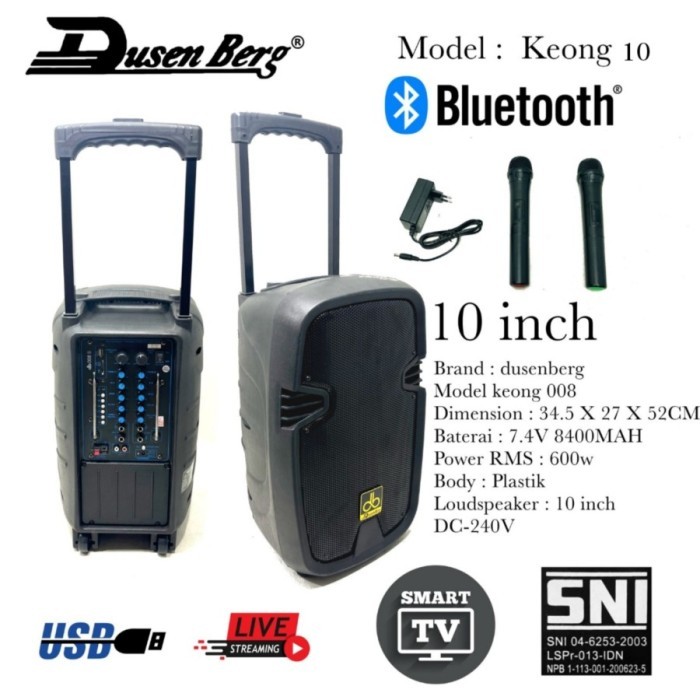 Speaker Portable DUSENBERG 10 Inch Keong 10, Speaker Karaoke Youtube
