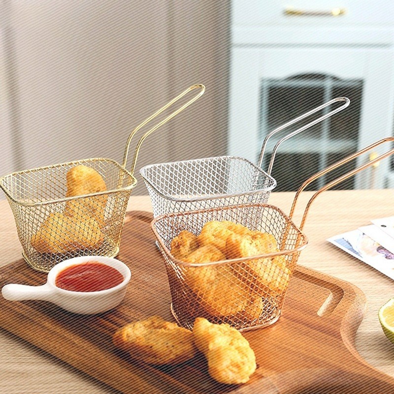 Potato Strip Oil Fried Basket American Iron Plated Basket Small Dessert Fry Baskets With Handle Hous