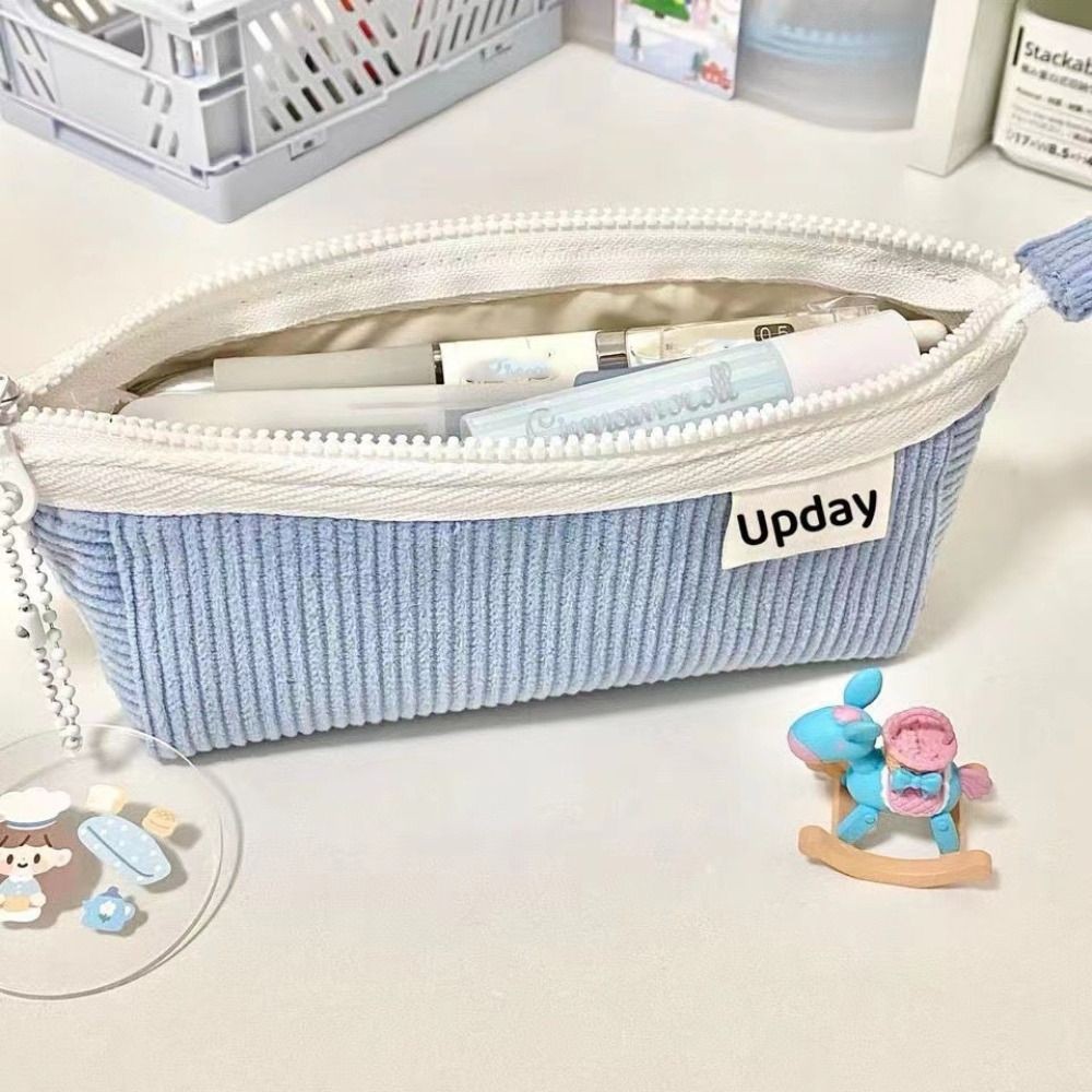 

Corduroy Pen Bag Durable Zipper Solid Color Pen Box Original Dreamship Series Pencil Case Students Gift