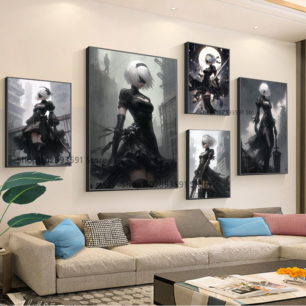1pc 2b NieR Automata Poster HD Posters Home Room Bar Cafe Decor Art Wall Painting Picture