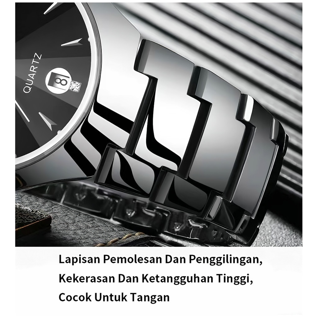 Jam Tangan Pria Rantai Hitam 100% Ori Business Analog Simple Modern 6099 Men Watches