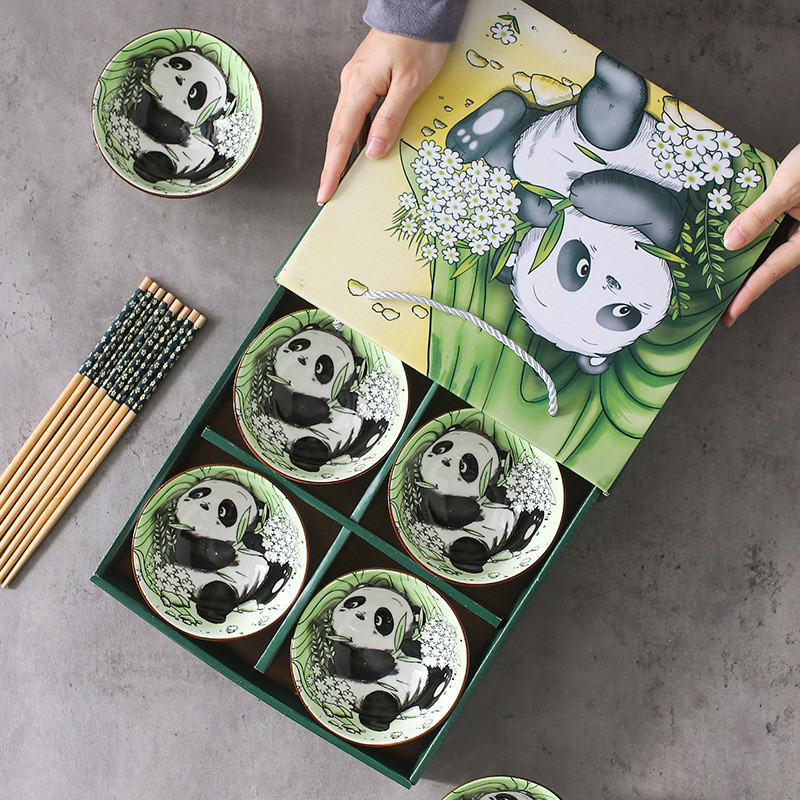 Creative Panda Tableware Set Cartoon Ceramic Tableware Gift Box