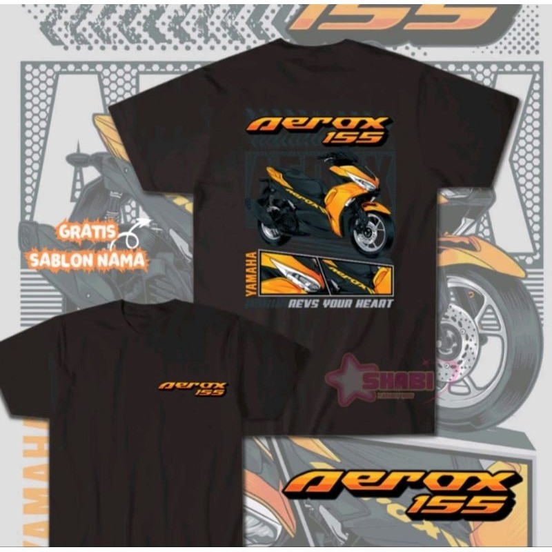 KAOS PRIA WANITA UNISEX MOTOR MATIC AEROX HEDON 155 YAMAHA