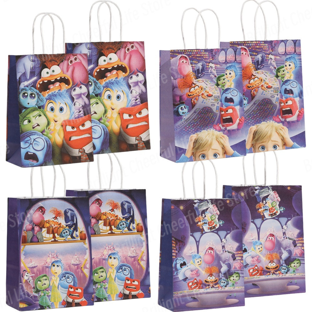 

New Inside Out 2 Gift Bags Kawaii Disney Anime Paper Candy Goodie Bag Kids Baby Shower Boys Girls Birthday Decoration Supplies