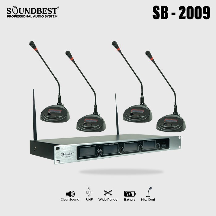 MICROPHONE WIRELESS CONFERENCE SOUNDBEST - SB 2009 4 MIC WIRELESS CONFERENCE