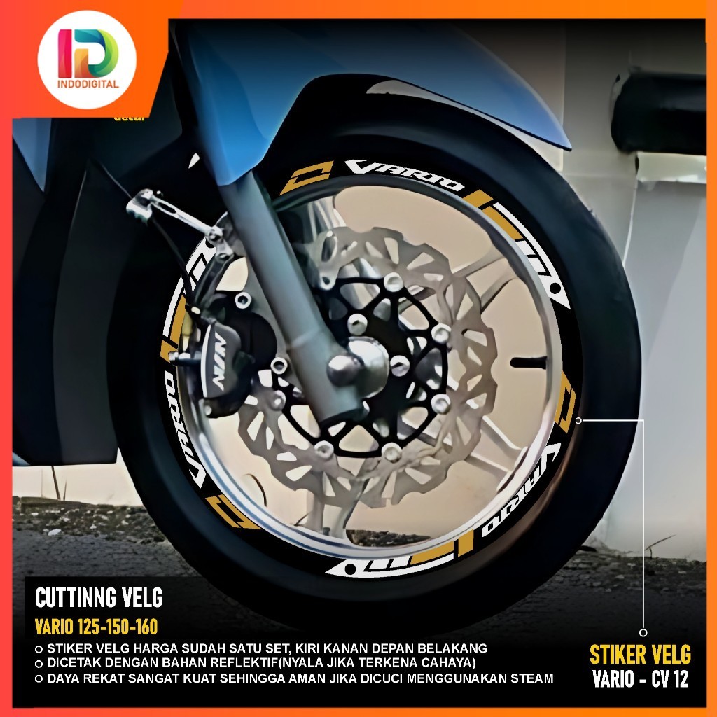 Stiker Cutting Velg Vario Led  Kode  12 Old New 125 150 TAHUN 2020 2021 2022 2023 2024 Motor Honda