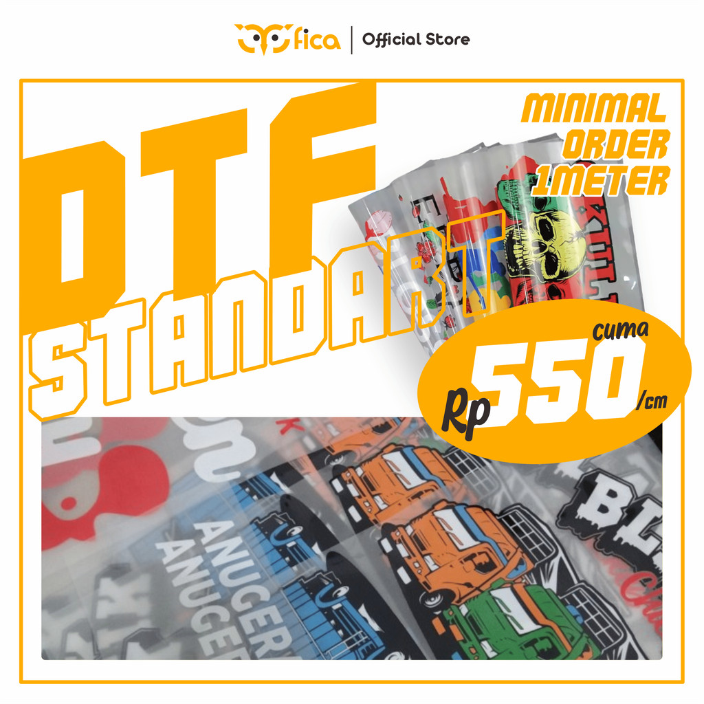 

FICA - Cetak Dtf Printing Sablon Custom Variasi Standart Per meteran Siap Press Setrika