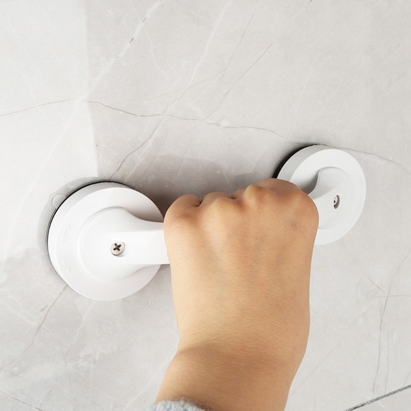 White/Black Handle Suction Cup Handle Simple Grab Bar Handrail Shower
