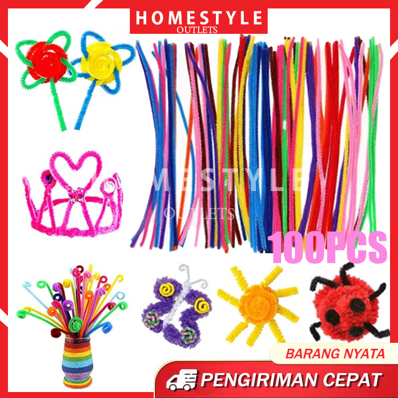

100Pcs Kawat Bulu Mainan Anak Craft Diy Kerajinan Tangan Pipe Cleaner 30Cm
