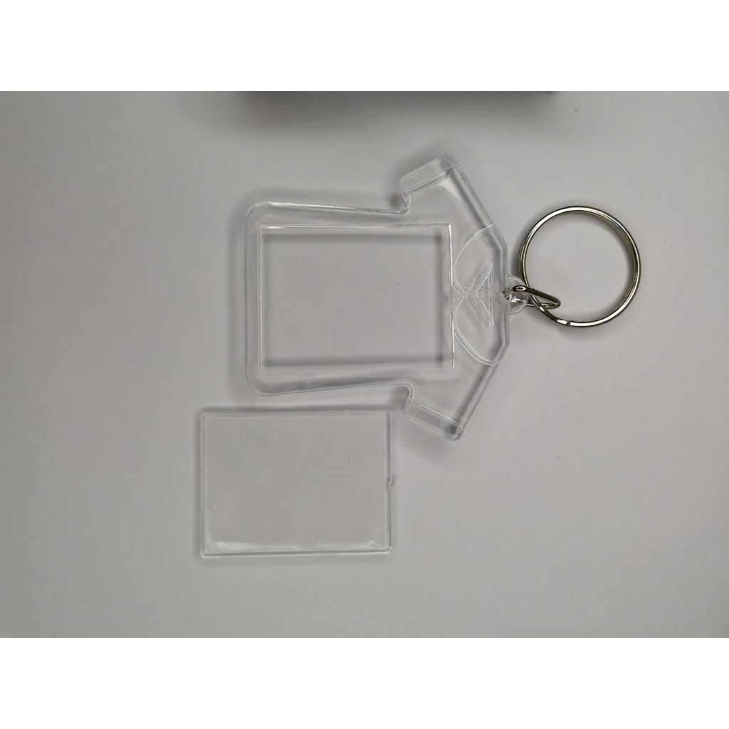 

5 pieces transparent clothes shape blank photo frame key ring opening ring pendant key chain gift