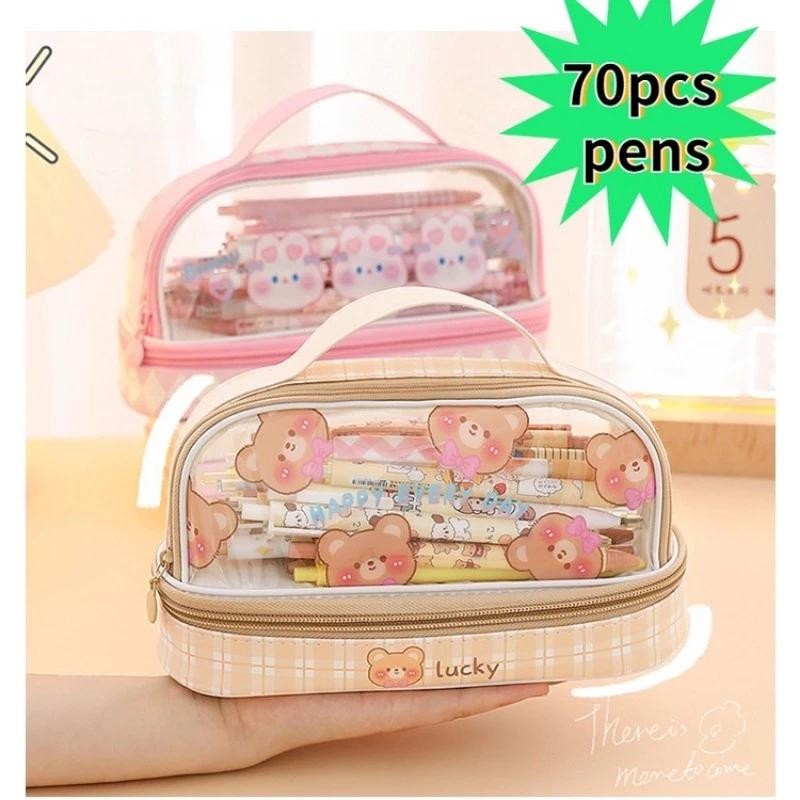 

GAGALU Tempat Pensil Besar / Transparan PVC Pencil Case / Tas Pensil Murid Lucu / Kotak Pensil Anak