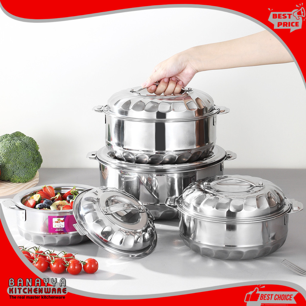 Fresh Box 4 PCS ukuran Double Deck Stainless Steel/Panci Stainless set/Panci Jawa Maspion / Panci Ku