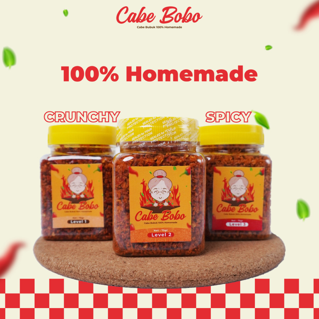 

[BELI 3 GRATIS 1] Cabe Bobo 75 gr Level 2 - Cabe Bubuk 100% Homemade