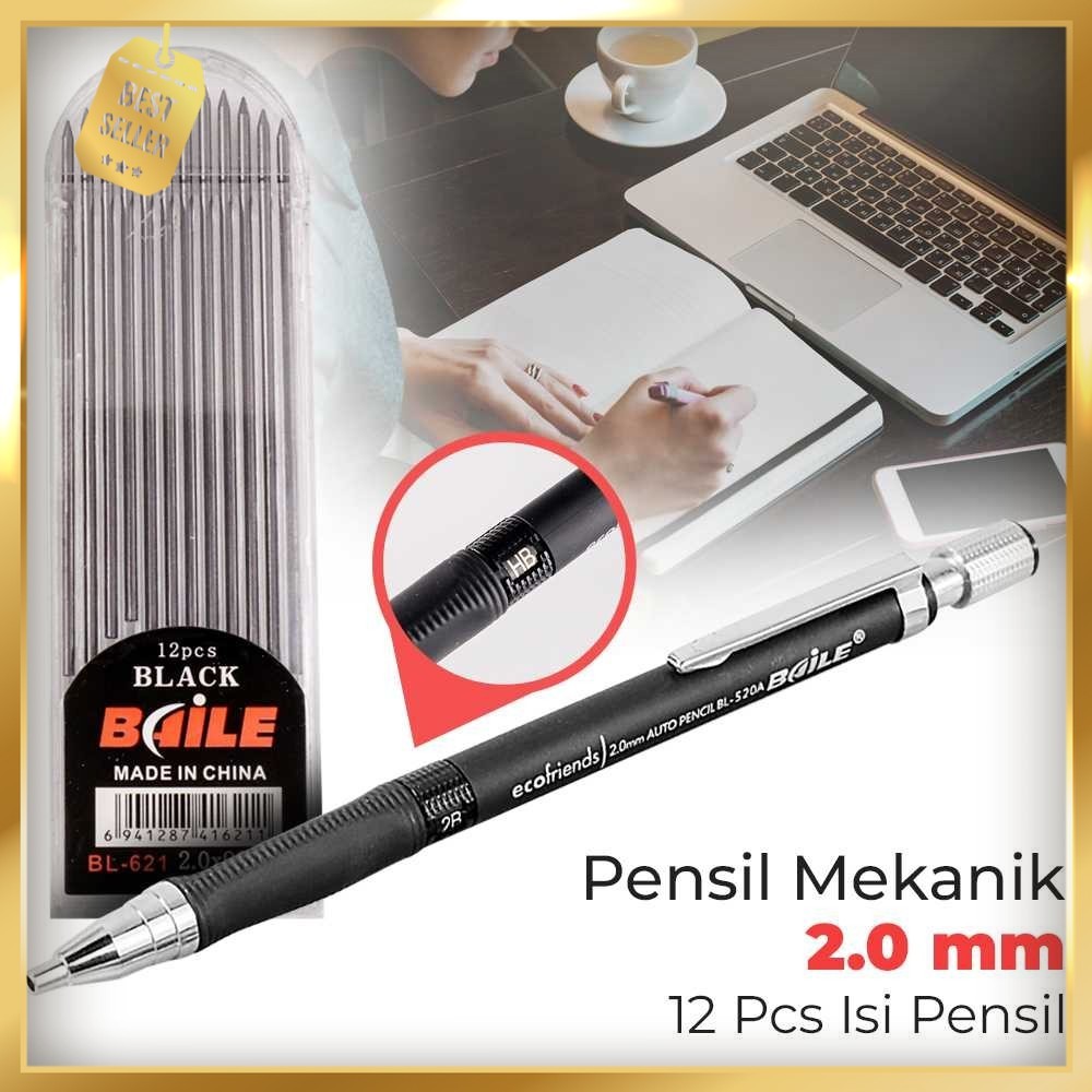 

BAILE Pensil Mekanik Mechanical Pencil 2B 2mm 12 Isi - BL-621