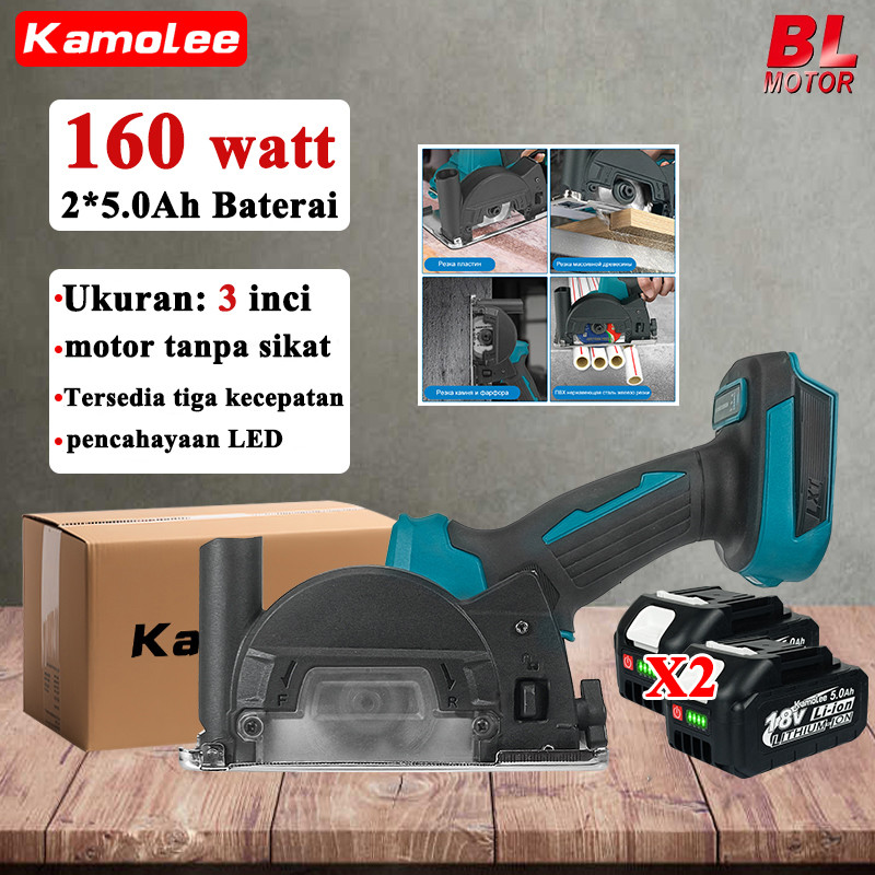 Kamolee Circular Saw Cutter, Pemotong Gergaji Bundar 3 “Tanpa Kabel (Kompatibel dengan Baterai Makit
