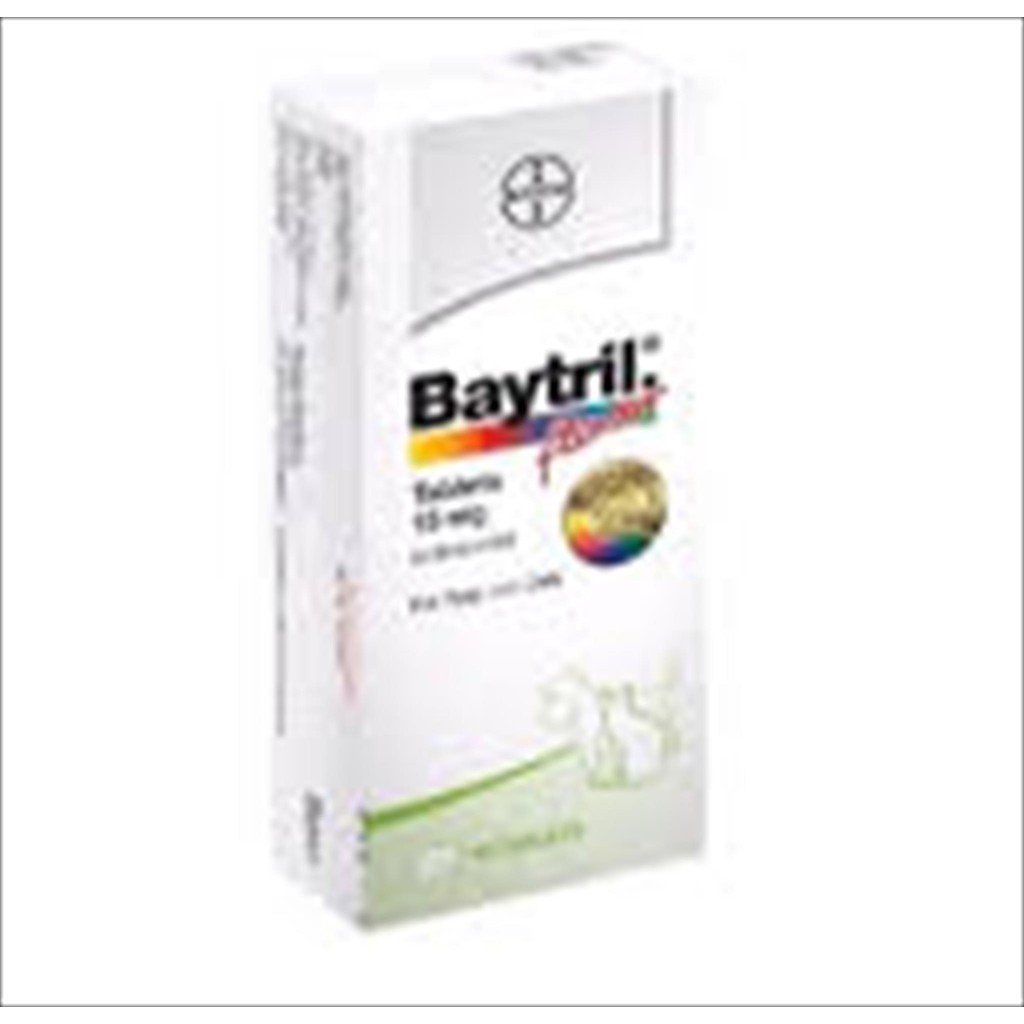 Baytril 15mg Tablet (ECER PER TABLET)– Antibiotik untuk Kucing & Anjing | Infeksi Bakteri Hewan