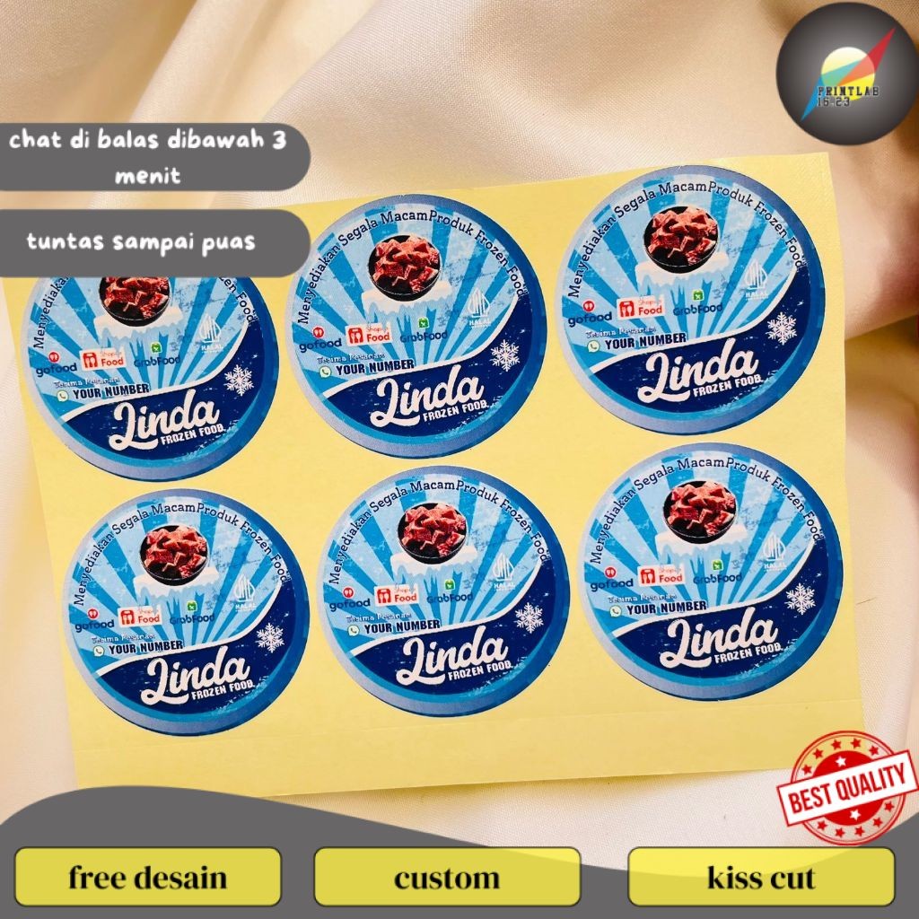 

PrintLab 9-15 Sticker Cetak Label Frozen Food Makanan Beku Bulat Chromo Stiker Custom Nama Brand