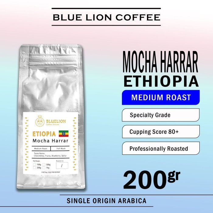 

[BEST SELLER]PROMO Blue Lion Coffee Ethiopia Mocha Harrar 200 gram Kopi - BIJI