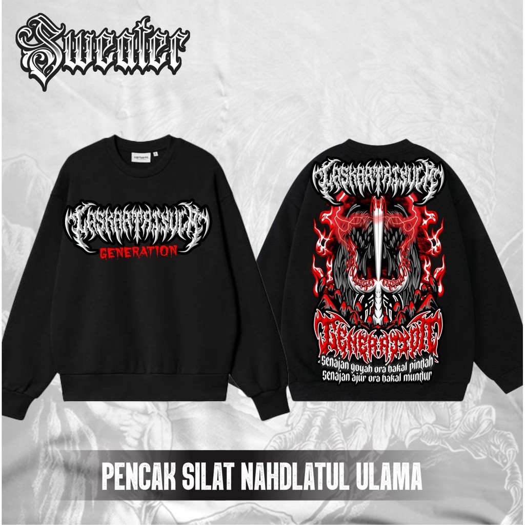 Sweater Pencak Silat Nahdatul Ulama Pagar Nusa Laskar Trisula Generation Bahan Premium By  Baju Mura