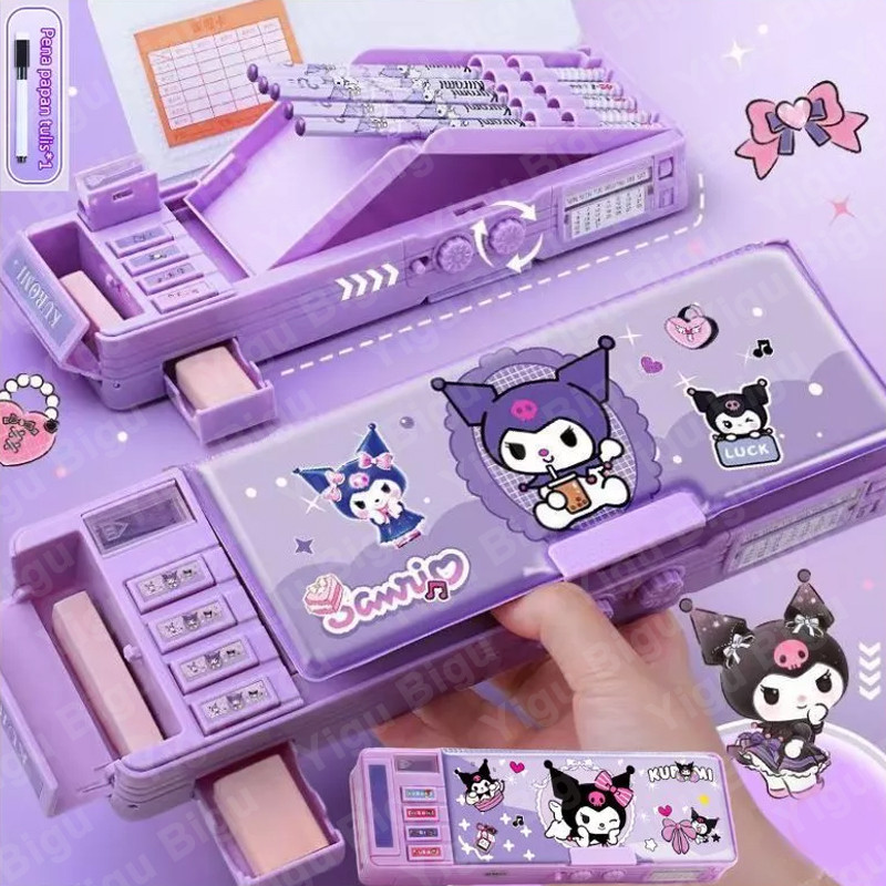 

Termurah COD 9-in-1 Kotak Pensil Kunci Kode Kuromi / Bahan Tahan Air Sanrio Tempat Pensil Password /