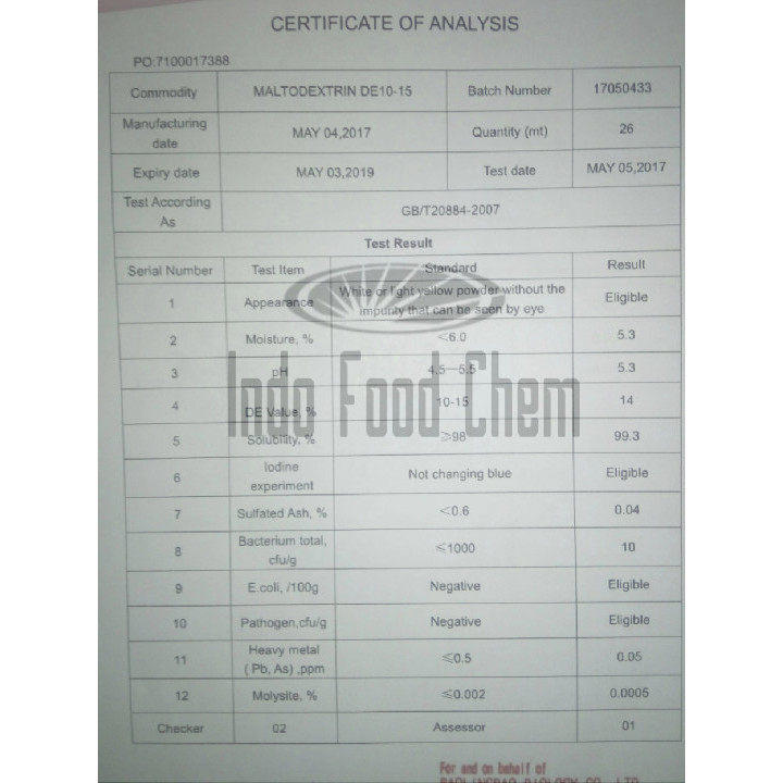 

Maltodextrin - Dextrin DE 10-15 Repack 1000gr