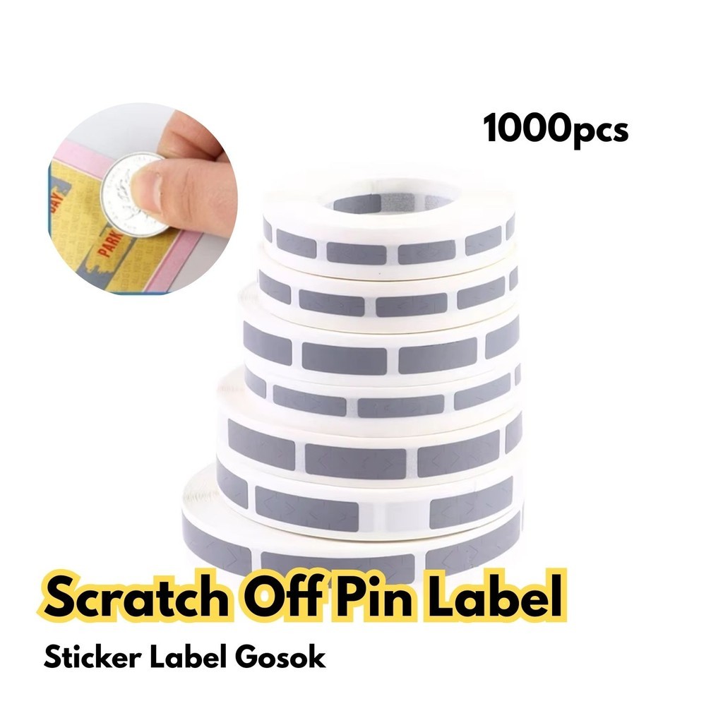 

1000pcs Scratch Off Pin BR096 Label Sticker Label Gosok Scratch Penutup PIN Voucher Polos 6 X 22mm
