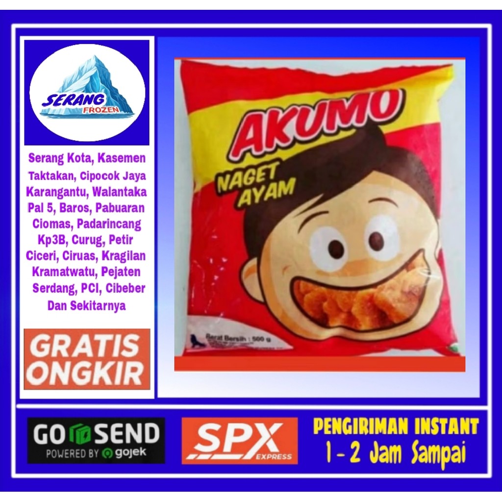 

Nugget Ayam Akumo 500g,Naget, Serang Frozen