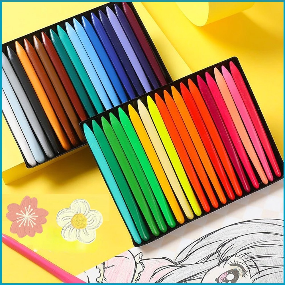 

TERMURAH Krayon Set 12/24 Warna Cerah Bentuk Segitiga Ergonomis Tidak Beracun Bisa Dicuci Set Krayon xxviii