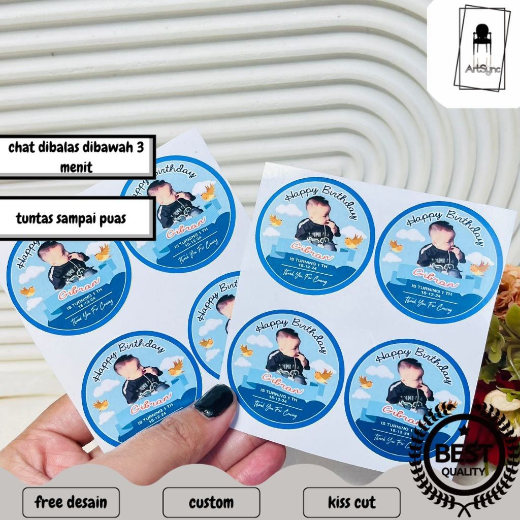 

Syncart 2-4 Stiker Vinyl Ulang Tahun Anak Anti Air Bulat Label Sticker Undangan Happy Birthday