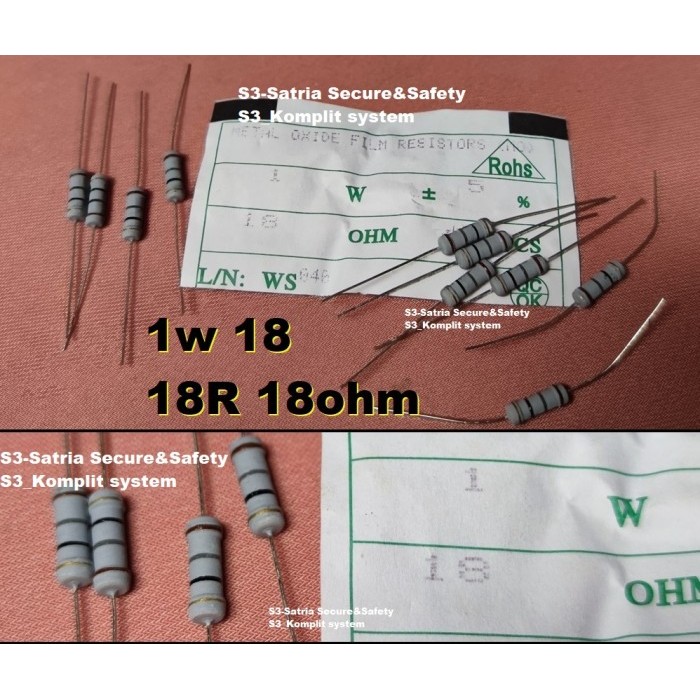 50x 1,8 kOhm / 1 Watt / 350V Metalloxid (MOX) Power-Widerstand