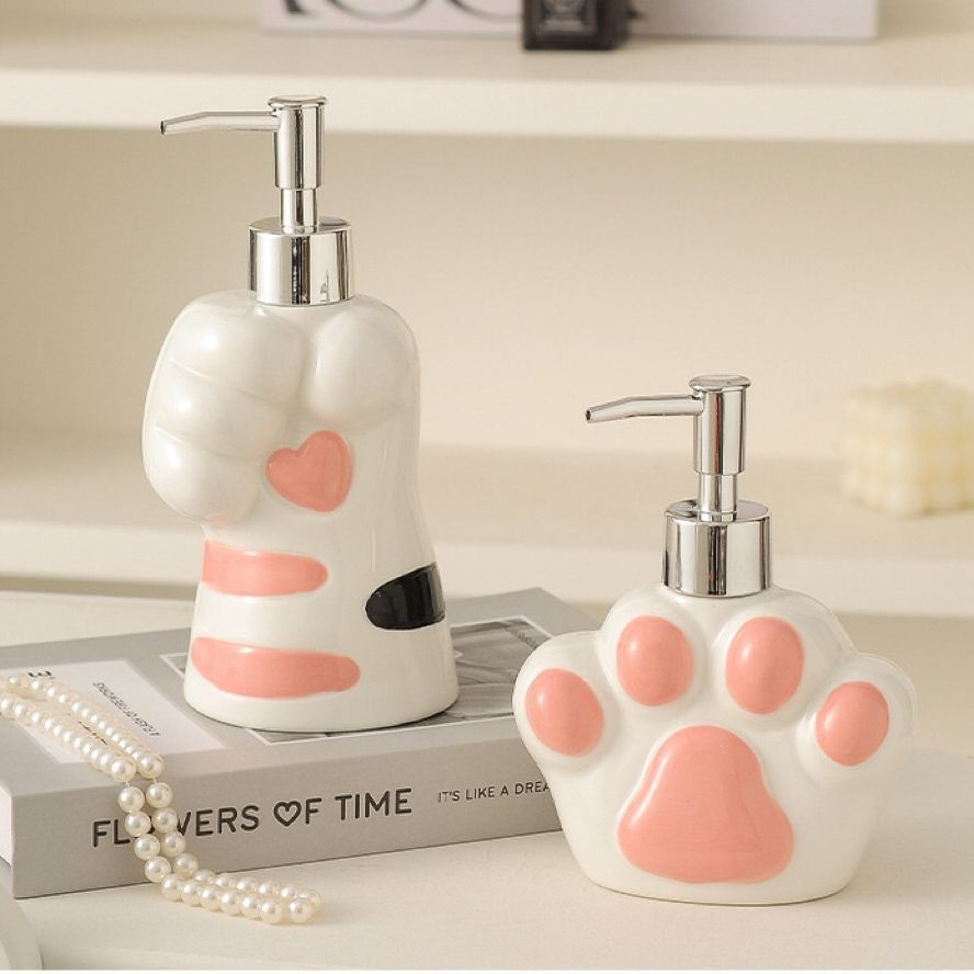 SHAFFSHOP Cat Paw Soap Dispenser / Tempat Lotion Hand Sanitizer Sabun Cuci Tangan Keramik Kucing Luc