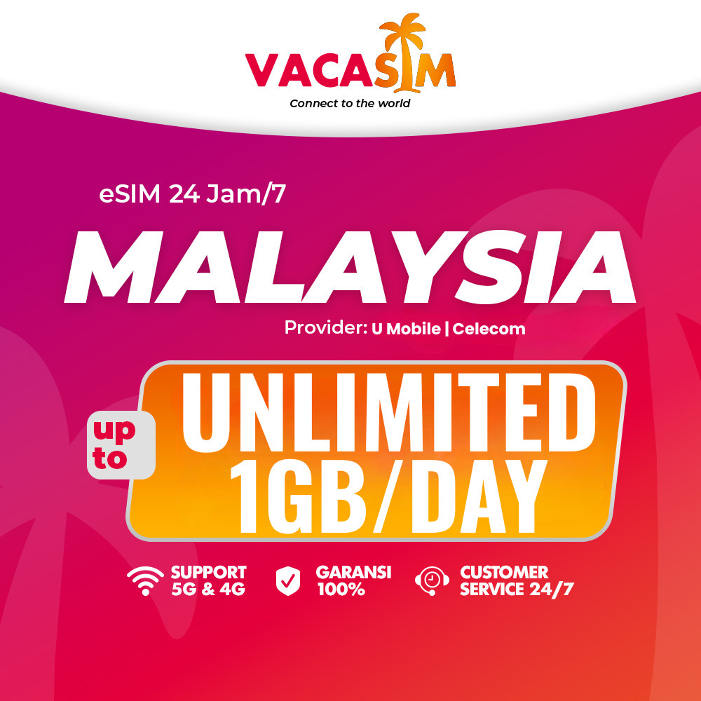 eSIM Malaysia Unlimited 1GB/Day Langsung Aktif | eSIM Travel Malaysia U Mobile / Celecom | eSIM Roam