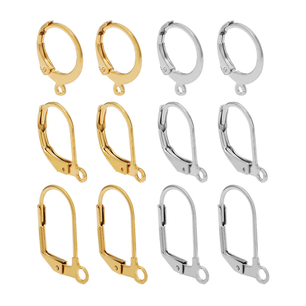 

20pcs Stainless Steel 18k Gold Color Round Earwire Hooks Hoop Earrings Findings for DIY Women Earrings Connectors Jewelry Making