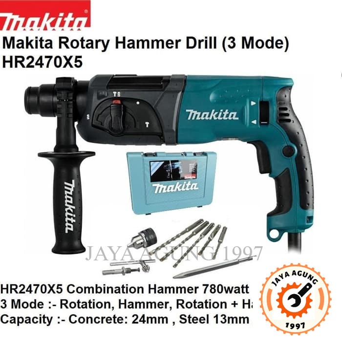 MAKITA HR 2470 X5 Bor Bobok SDS Beton Tembok Impact Rotary Hammer Drill Jack Demolition Mesin HR2470